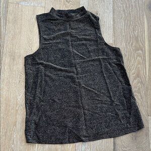 Express Black and Gold High Neck Glitter Sparkle Sleeveless Top.